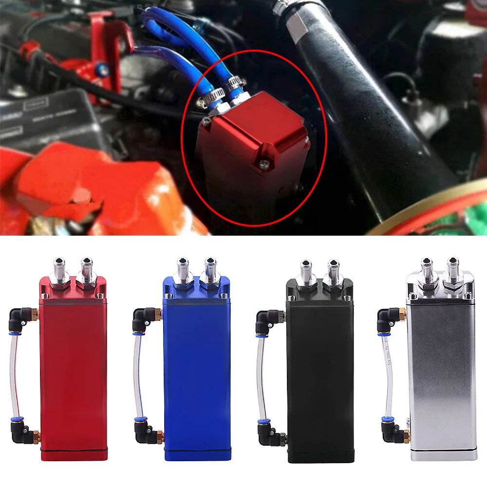 Square 0.75L Universal Billet Aluminum Racing Engine Oil Fuel Catch Reservoir Tank Can With Hose Lndicator Logo RS-OCC004 | Автомобили и
