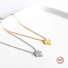 LKO Настоящее 925 Стерлинговое Серебро Простой дизайн красивый ожерелье кленовый лист для женщин цепочка до ключиц подвеска подарки для девочек