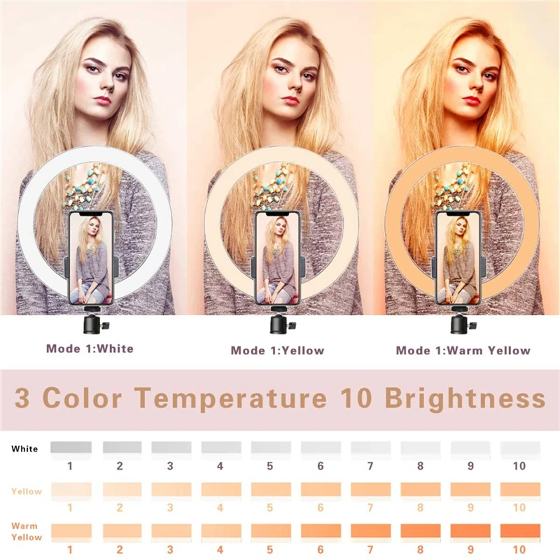 

10inch/26cm RGB Colorful LED Ring Light With Tripod Stand Rainbow Ringlight With Phone Clip For Vlogging Short Video YouTube
