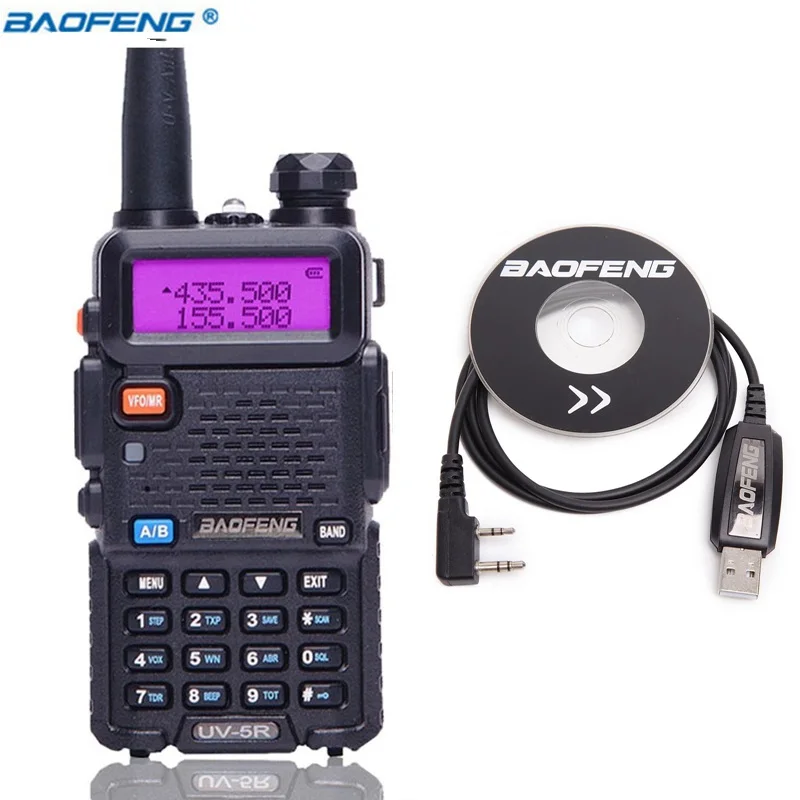 black cable Baofeng UV-5R Двухдиапазонная VHF/UHF136-174Mhz& 400-520Mhz рация двухстороннее радио Baofeng портативное UV5R Ham портативное CB радио - Цвет: black cable