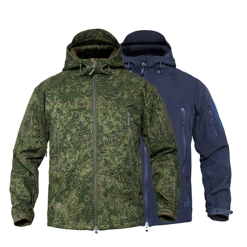 

Men's Military Camouflage Fleece Tactical Men Waterproof Softshell Windbreaker Winter Army Hooded Coat Hunt Clothes