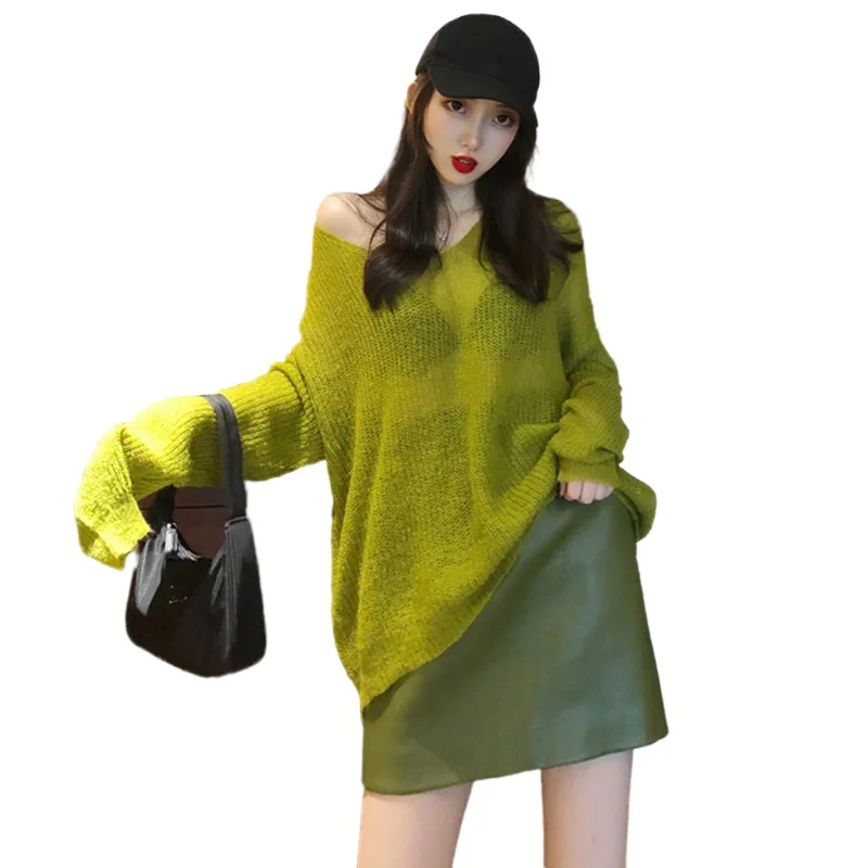 

New Autumn Oversized Sweater Women Solid Loose Knitted Sweaters Long Sleeve Pullover Female Jumper winter clothes women