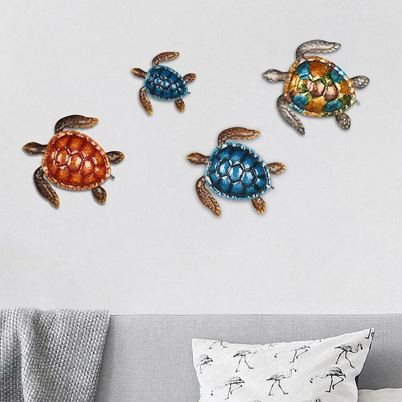 

Living Room Garden Colorful Turtle Home Decoration Backyard Wall Hanging Patio Mini Hotel Iron Porch Sculptures