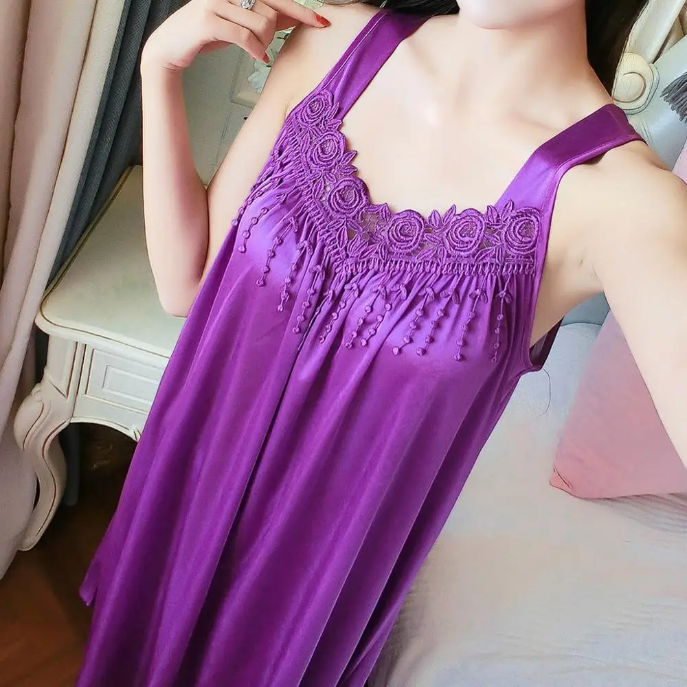 Женское нижнее белье шелковая пижама пикантная ночная рубашка без рукавов с V