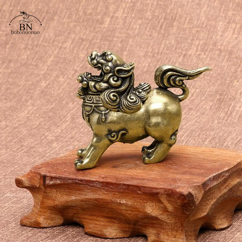 

Vintage Copper Design Tibetan Style Mini Bronze Kirin Incense Burner Censer Craft Home Decors Living Yoga Kung Fu Room Ornaments