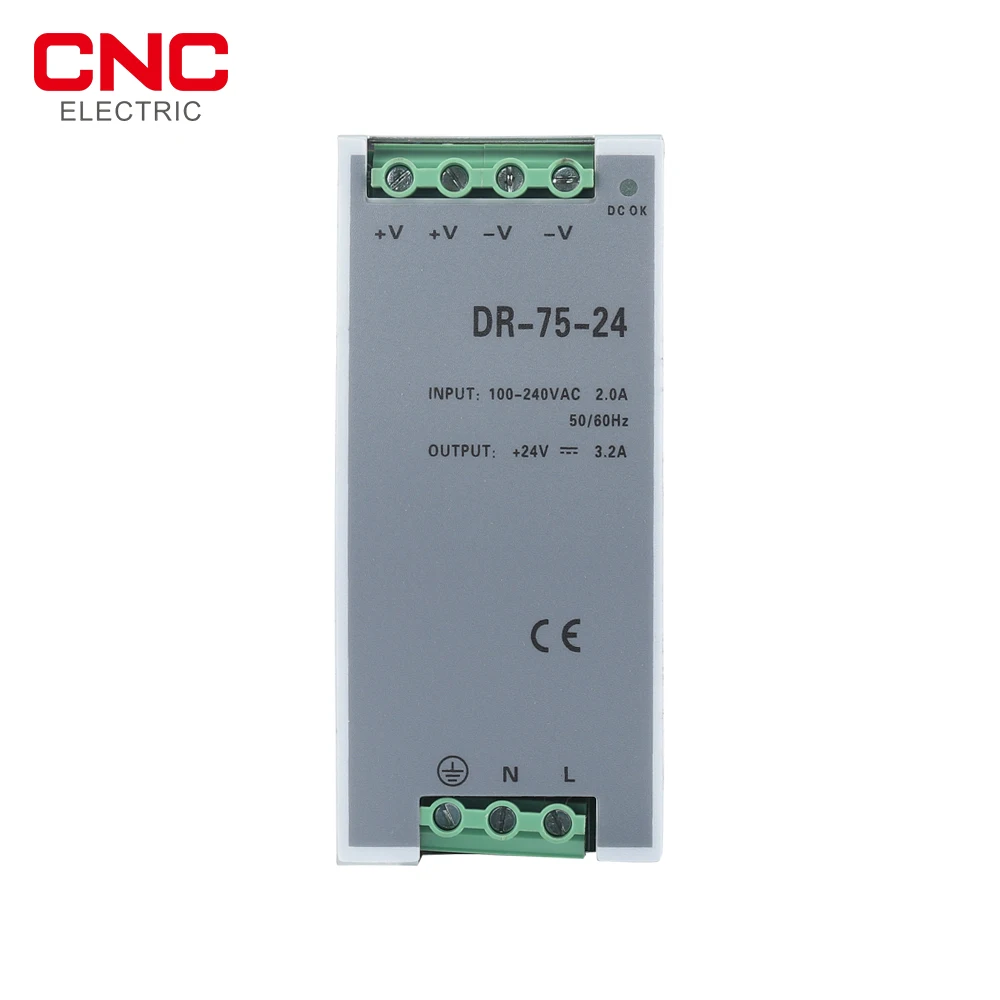 

CNC 1 шт. DR-75-24 одиночный выход DIN-рейка импульсный источник питания 24 В трансформатор напряжения светодиодный дисплей 75 Вт