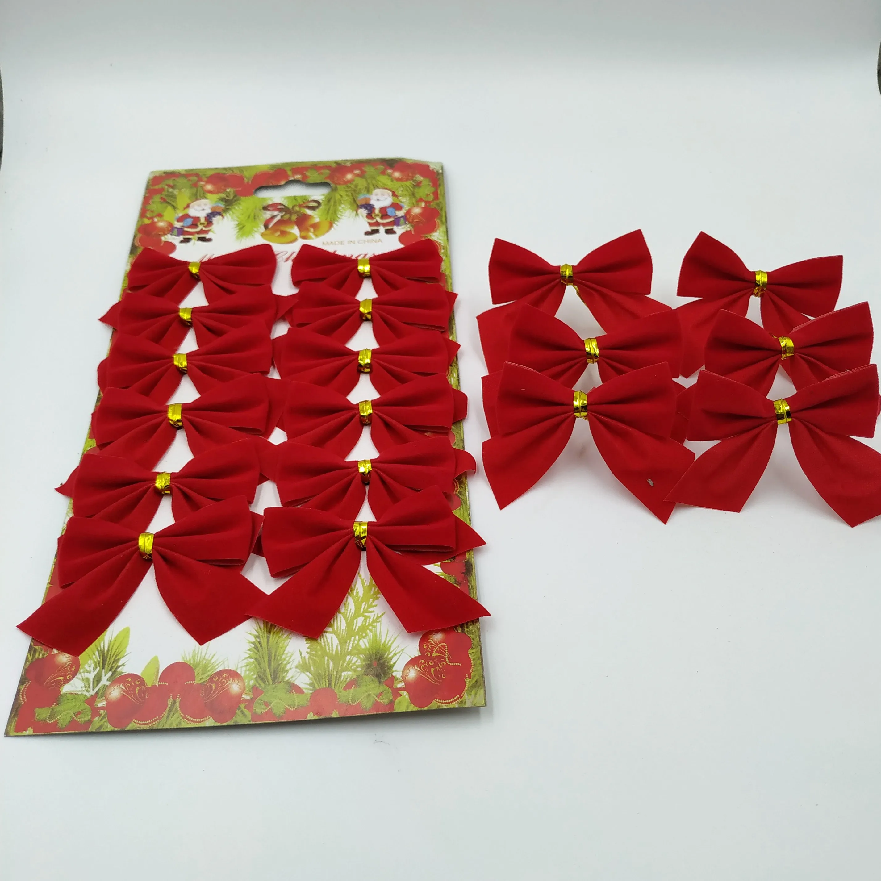 24 шт. Ёлочные банты золото с красным бантом для маленьких девочек рождественские