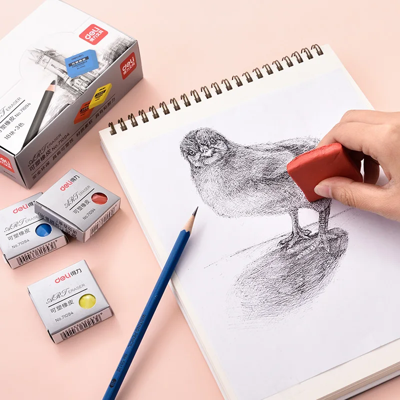 

4Pcs Kneadable Soft Art Eraser Draw Sketch Fashion Cloth Design Anime Art Class Dedicated Rubber School Office Wipe Clean 71094