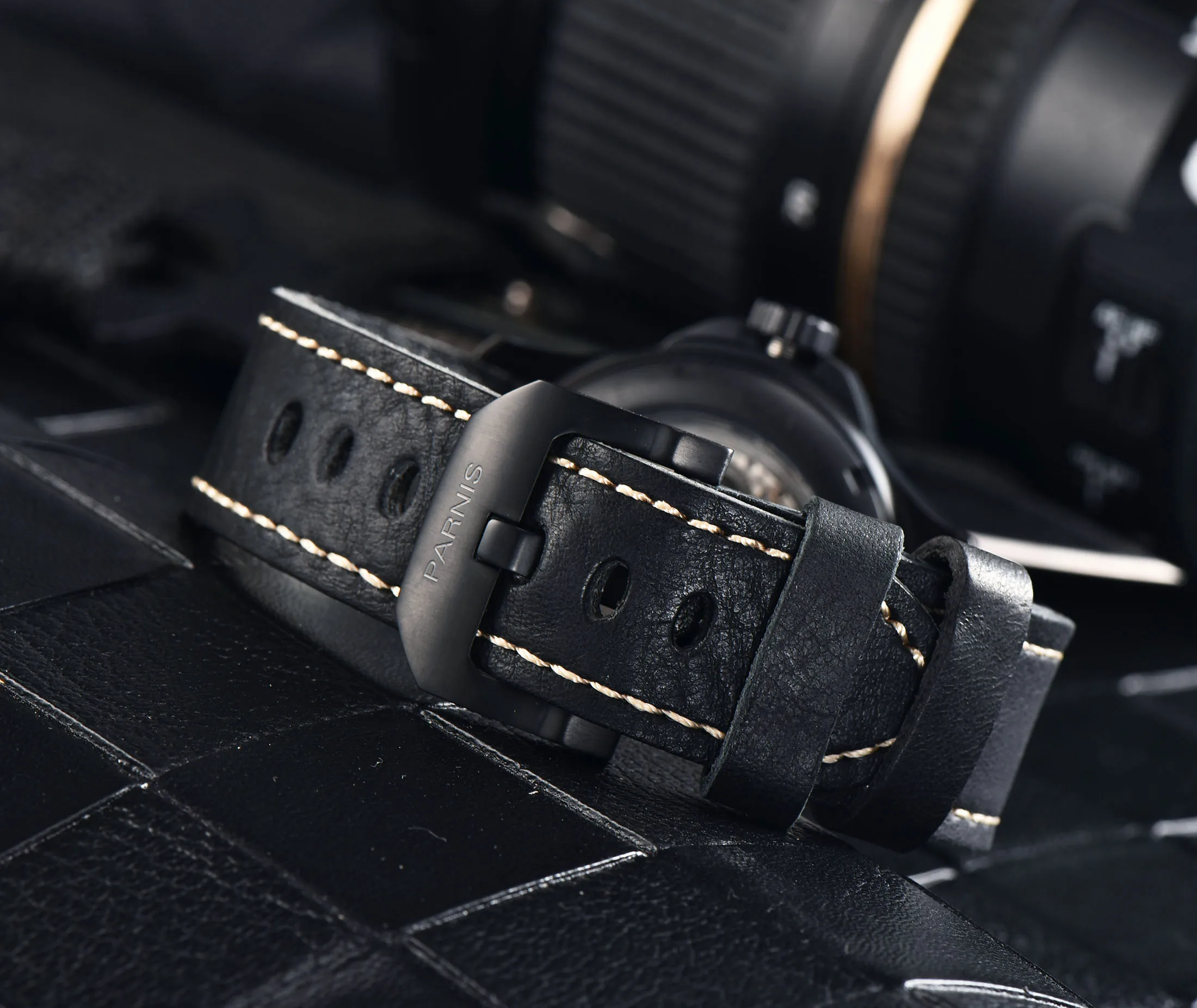 Новые мужские часы Parnis 44 мм автоматические механические с запасом мощности