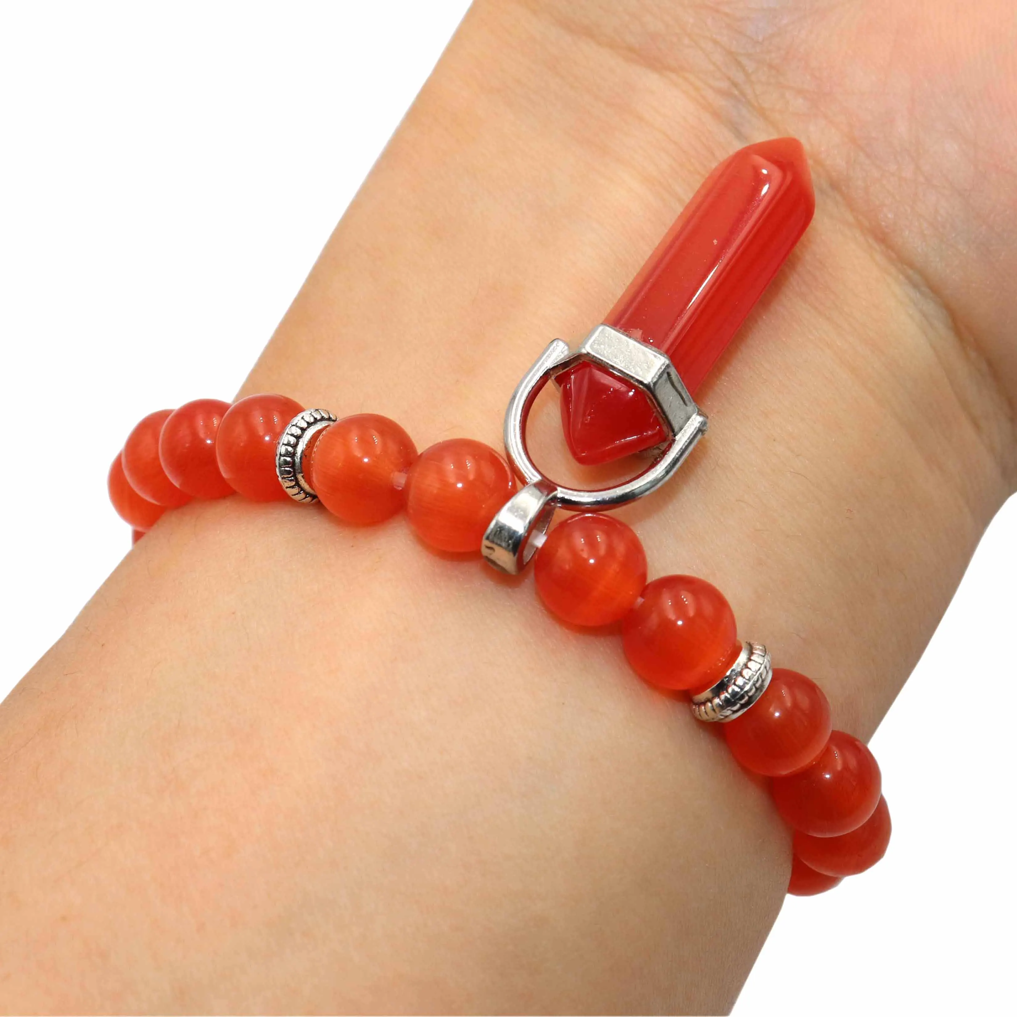 Natural stone Hexagonal Column Bracelet Men Women Lapis Lazuli Agates Tiger Eye Cat eye Stone Beads Yoga Jewelry | Украшения и