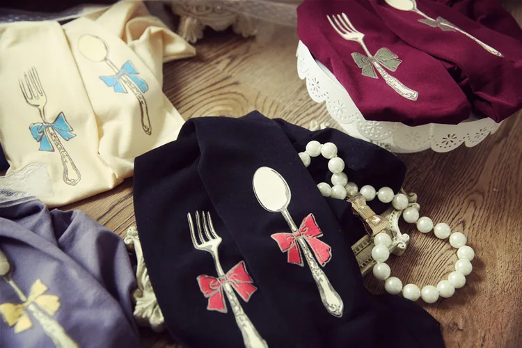Милые женские бархатные колготки в стиле Лолиты AlicKawaii Alice in Wone Fork& Spoon, милые колготки в стиле Харадзюку, Колготки в стиле мори для девочек, 120D, чулки, 5 цветов