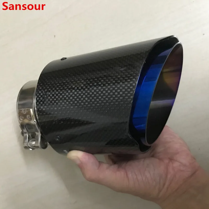 Silenciador de entrada brillante para coche, tubo de escape de fibra de carbono Ak, 76mm, 89mm, 101mm, 48mm-83mm