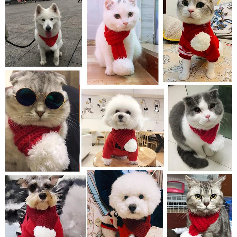 Зимний шарф бандана для домашних питомцев флисовый ошейник щенков шарфы шейный