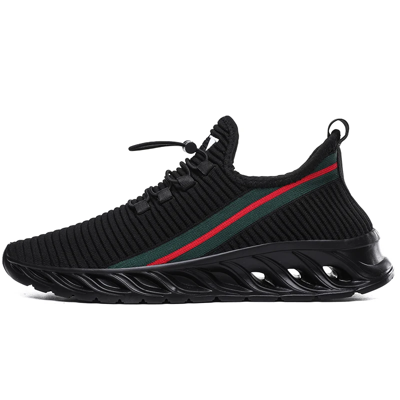 Men's Sneakers Ultralight Breathable Running Shoes Fashion Casual Sports Zapatos Super Comfortable Pop Flexible Jogging Shoes - Цвет: Black-1