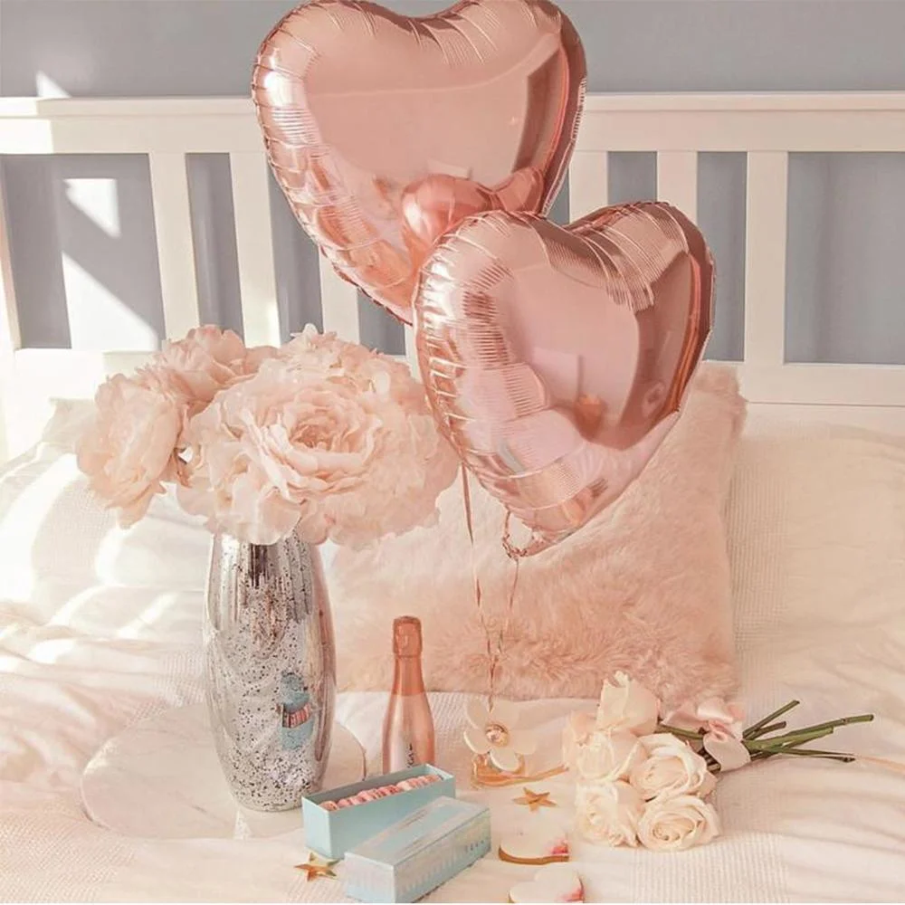 

10pcs Foil Latex Ballons Rose Gold Love Heart Balloon Baby Shower Adult Wedding Birthday Air Globos New Year Decorations 2021