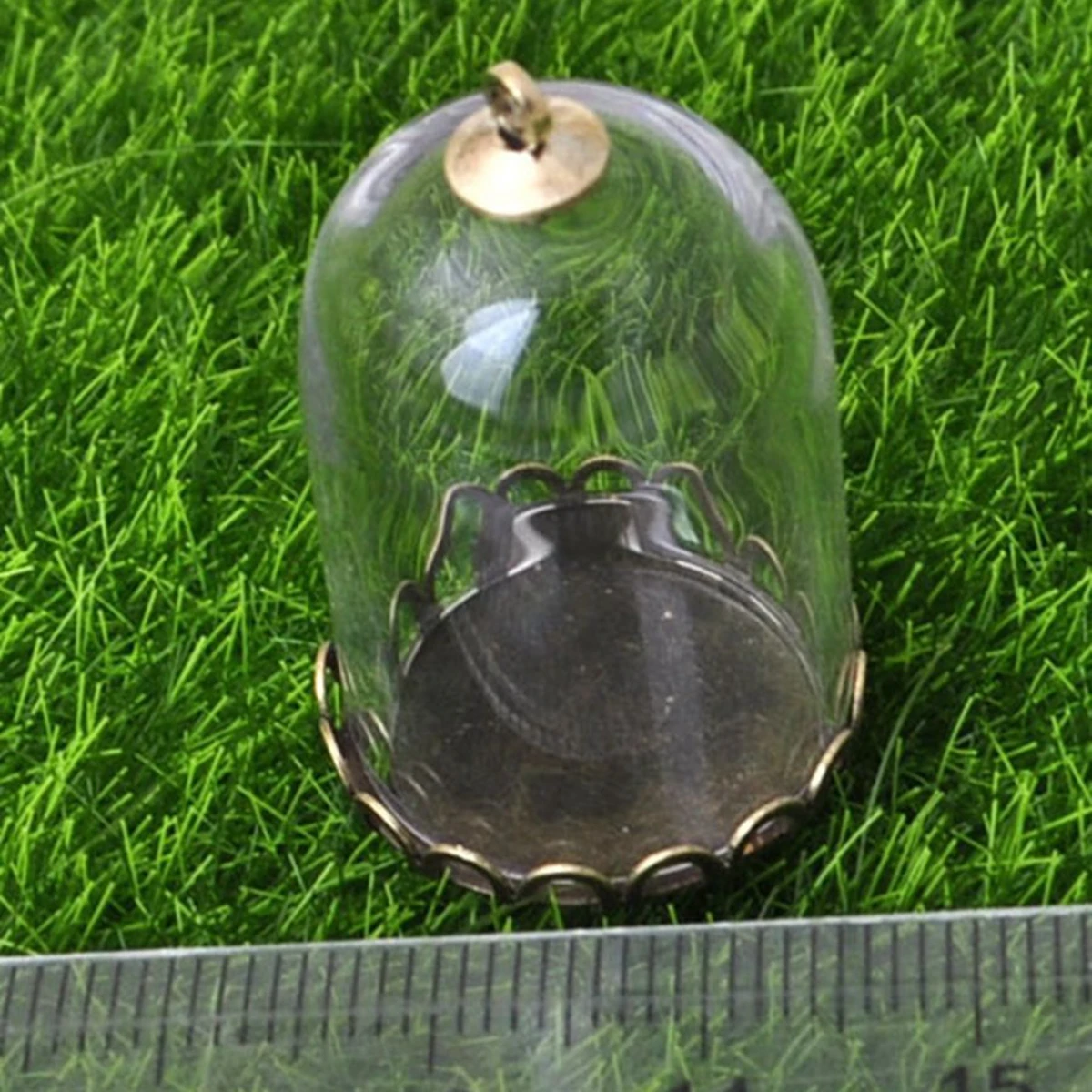 Стеклянный цилиндрический кулон сделай сам 30 х20 мм с бронзовым основанием