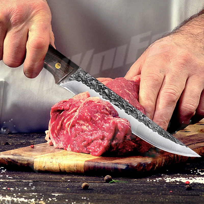 Нож шеф-повара с чехлом кухонный нож из кованой нержавеющей стали для мяса костей