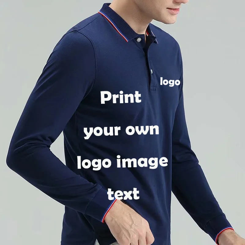 Дизайнерская Классическая рубашка поло с длинным рукавом и отложным