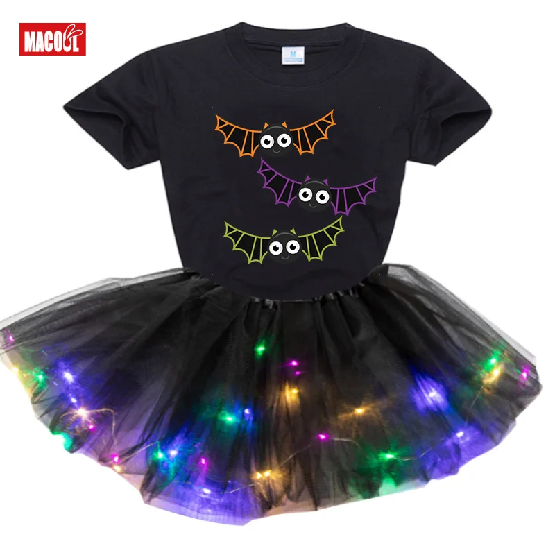Halloween Costumes Girls Dress Party for Kids Girl Dresses Girls  Sets Children Short Sleeve T Shirt+Dress Children Baby Clothes