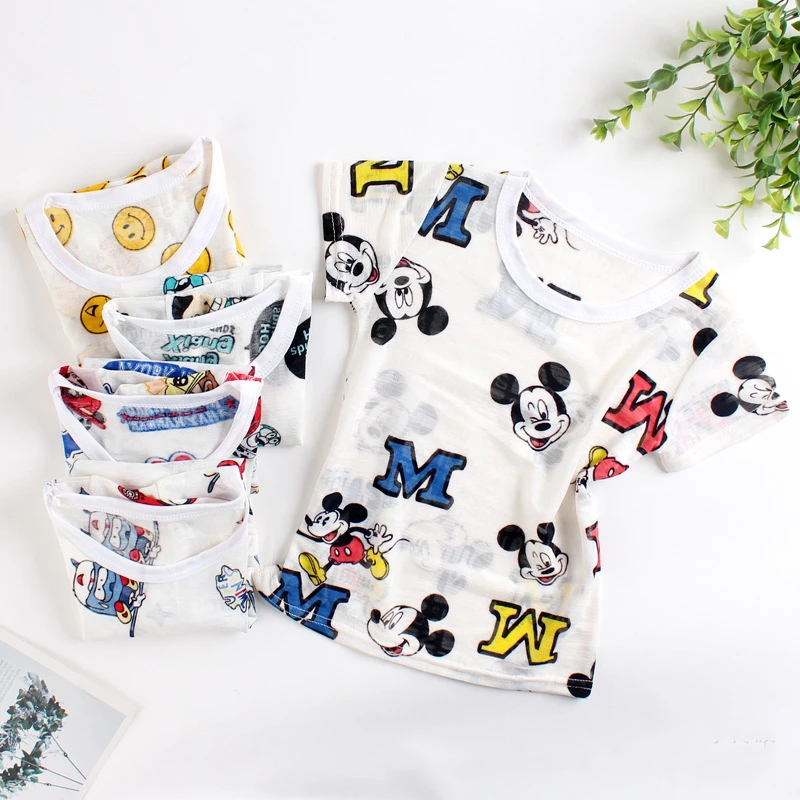 Футболка для мальчиков и девочек с героями мультфильмов Микки хлопковая