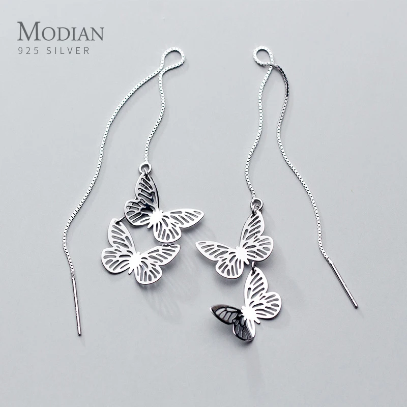 Modian Openwork Sweet Lovely Butterfly 925 Sterling Silver Drop Earrings for Women Japanese Style Fashion Earring Fine Jewelry
