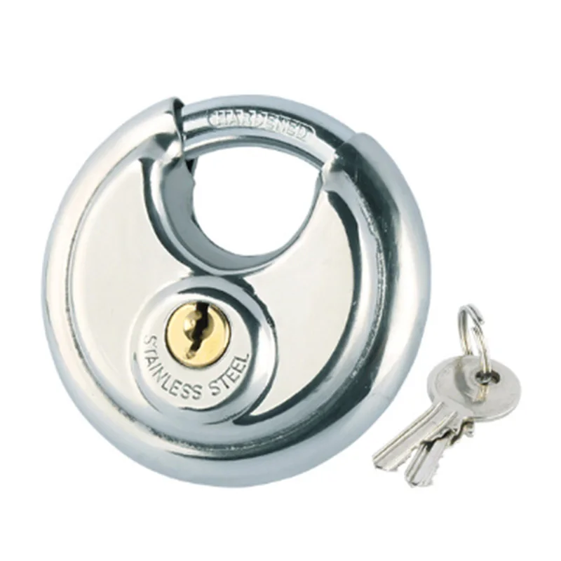 

3Pcs Stainless Steel Padlock C-Shaped Round Cake Lock Stainless Steel Disc Padlock (with 6 Keys) CNIM Hot