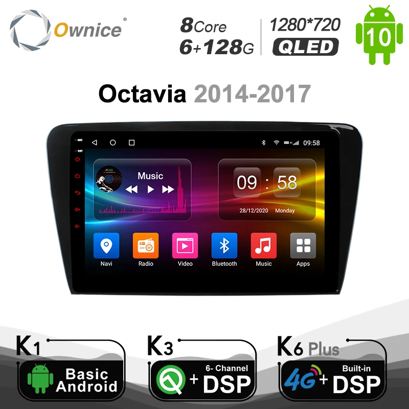 6 + 128 г Ownice Android10.0 8 Core 1280*720 АВТОМОБИЛЬ Радио DVD плеер GPS для Volkswagen Octavia 2014 2017 DSP SPDIF