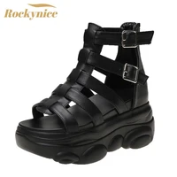 women high platform sandals 2021 new summer hollow chunky sneakers fashion casual wedges punk sandals for female high heels 8cm