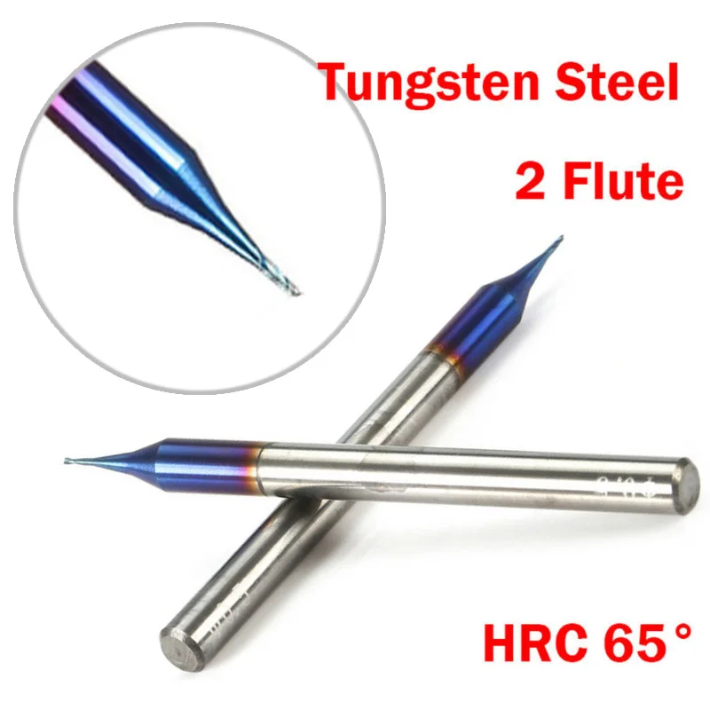HRC65 микро концевая фреза 2 флейты карбида вольфрама плоский