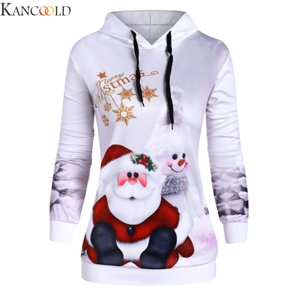 KANCOOLD Winter Women Sweatshirt Fashion Parent-child Christmas Snowflake Print Hoodie Pullover Top High Quality 4 Colors S-XXXL | Женская