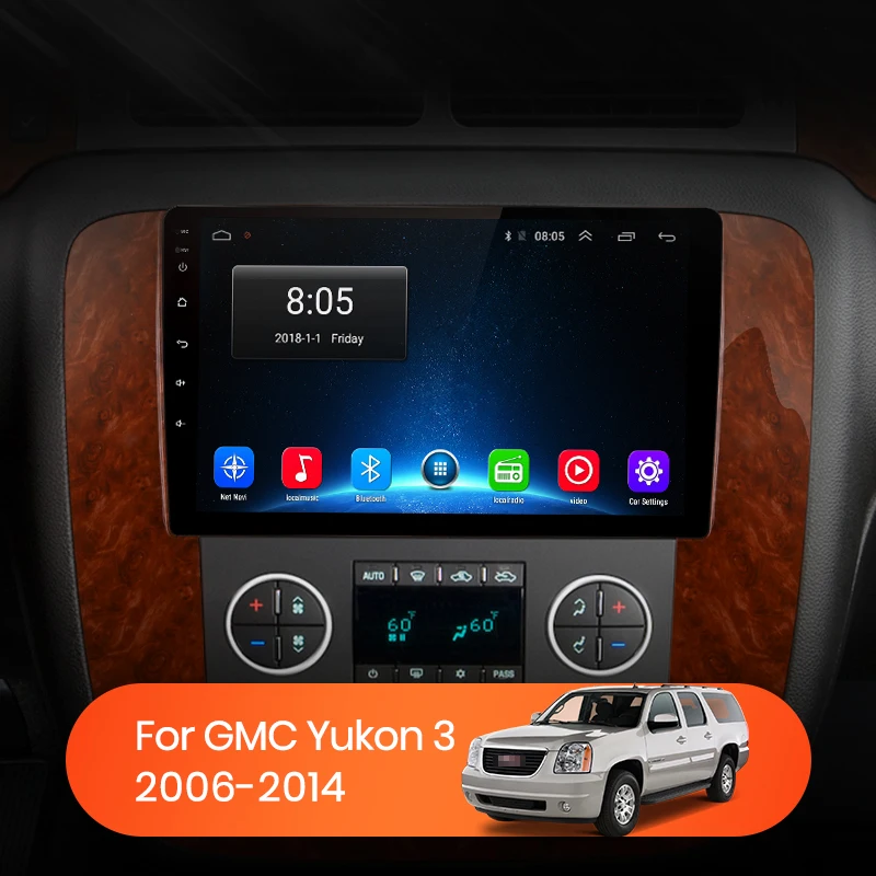 Автомагнитола AWESAFE Android 10 для GMC Yukon 3 GMT 900 2006 - 2014 с мультимедийным видеоплеером Auto CarPlay 2 din dvd.