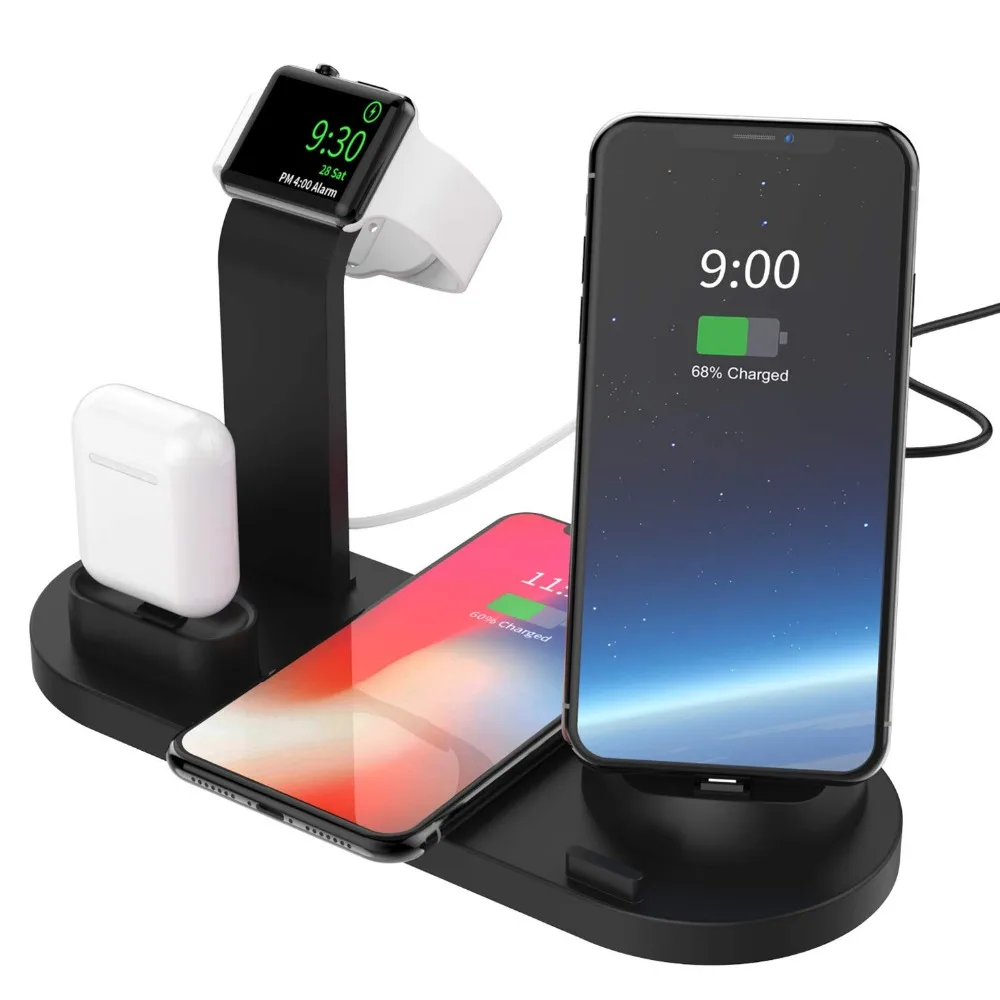 3 в 1 беспроводная зарядная док-станция держатель для Apple Watch iPhone X XS XR MAX 7 8 Plus Airpods док-станция зарядное устройство Подставка станция крепления база