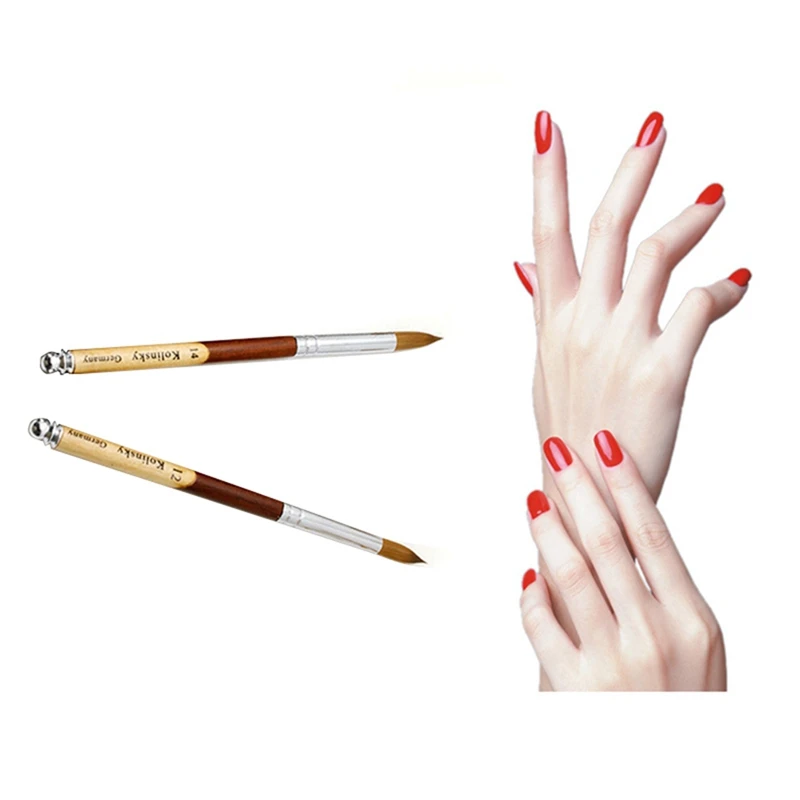 

2 Pcs Acrylic Crimped Nail Brush Nail Art Brush with Acrylic Handle, 12 & 14