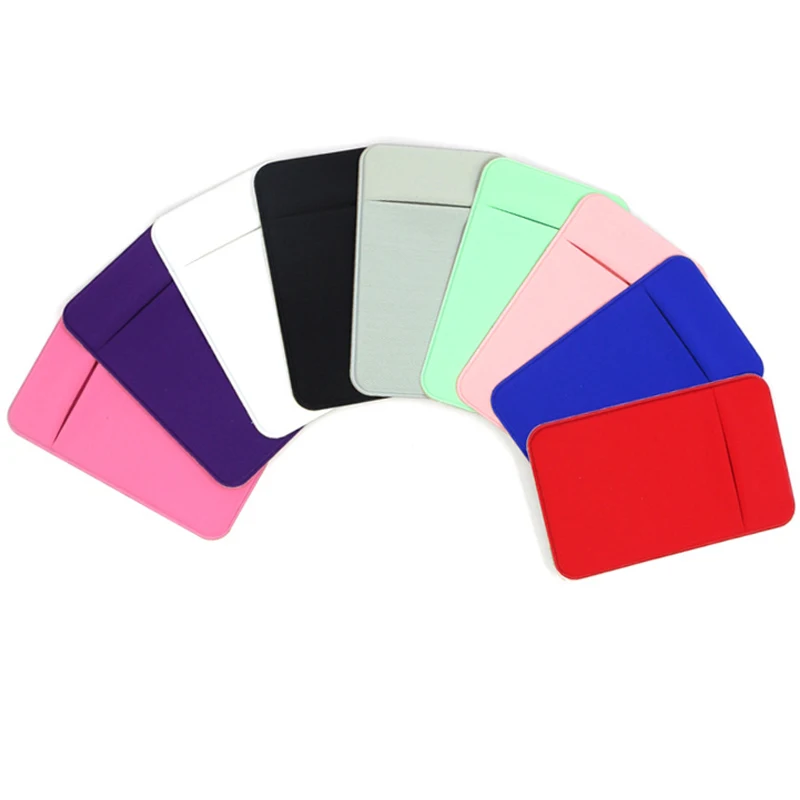 

New Mobile Phone Credit Card Wallet Holder Pocket Stick-On Adhesive Elastic Tool Silicone Cover For iPhone Samsung Xiaomi Pouch
