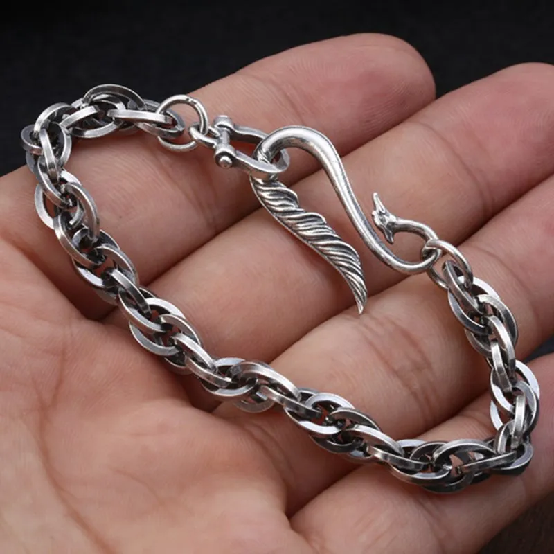 Натуральная 925 пробы серебряные Ретро темпера Для мужчин t крюк Golden Eagle Пряжка и