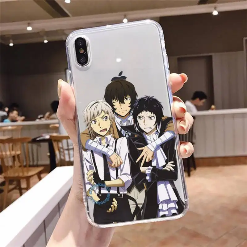 

bungou stray dogs Anti-fall luxury Phone Case cover Transparent for iPhone 6 7 8 11 12 s mini pro X XS XR MAX Plus
