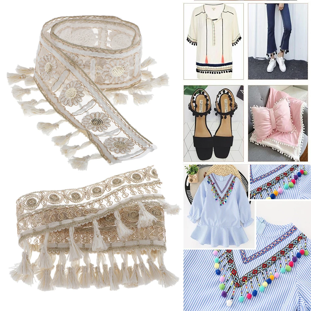 1yd кружевная швейная накладка с бахромой и помпоном плетеная лента сделай сам