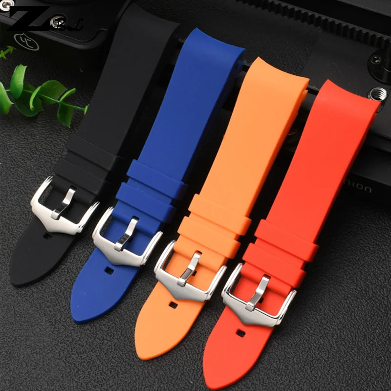 curved end silicone Rubber watch strap for s-eiko o-mega Ti-ssot Ci-tizen Watchbands 18mm 20mm 22mm waterproof soft Watch band | Наручные