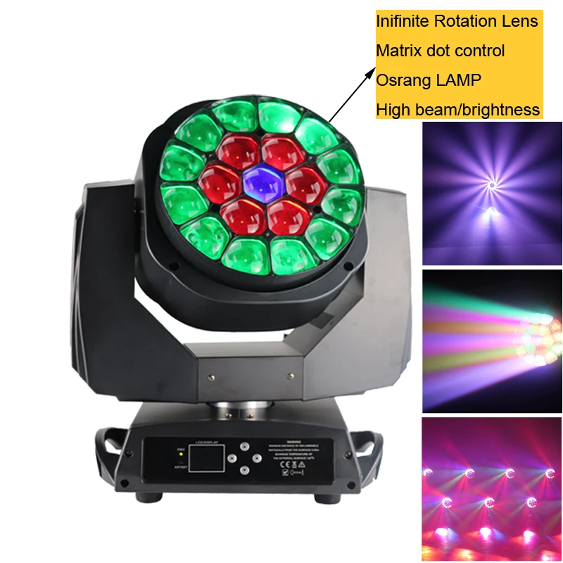 Сценическое освещение 19X15 RGBW Quad Color LED Big Bee Eye с движущимся лучом|Эффект освещения