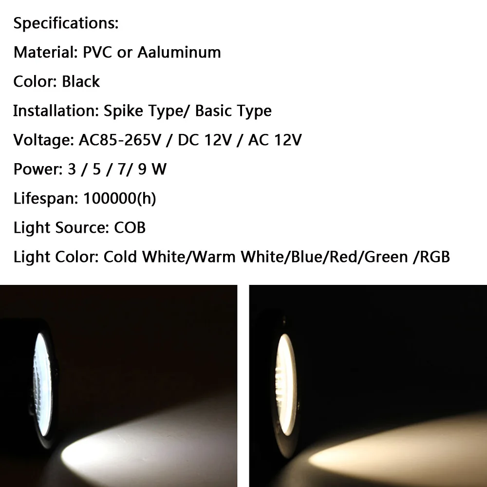 Светодиодный фонарик для газона водонепроницаемый уличный светильник COB дорожек