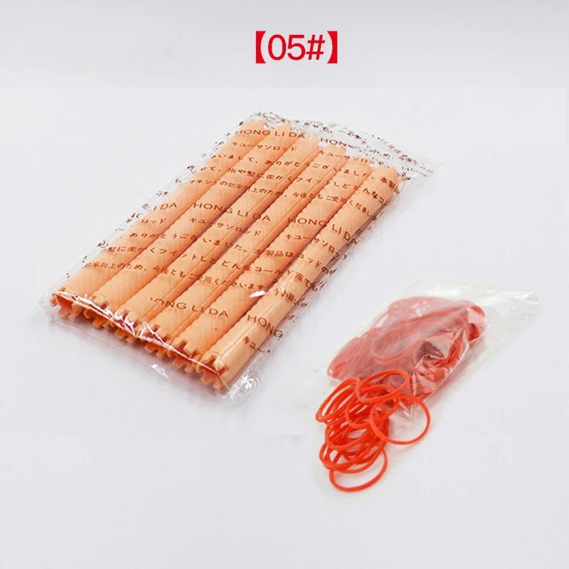 18pcs/set 14*160mm Extra Long Hair Rollers with Rubber Bands Cold Perm Rods Curler Bars Clip Curling Hairdressing Supplies 1551
