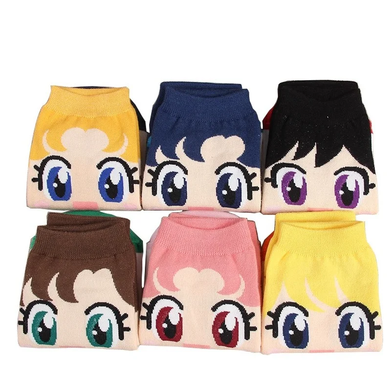 Sailor Moon-calcetines de dibujos animados de Chibiusa, Hino, Rei, Kino, Makoto, informal, Cosplay, para ni&ntilde;os, regalos de navidad-2