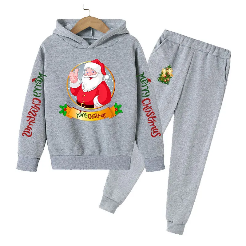

2021 New Children's Merry Christmas Sets Children's Wear Boys Christmas Santa Claus Pants Set 4-14 Years Old Happy New Years