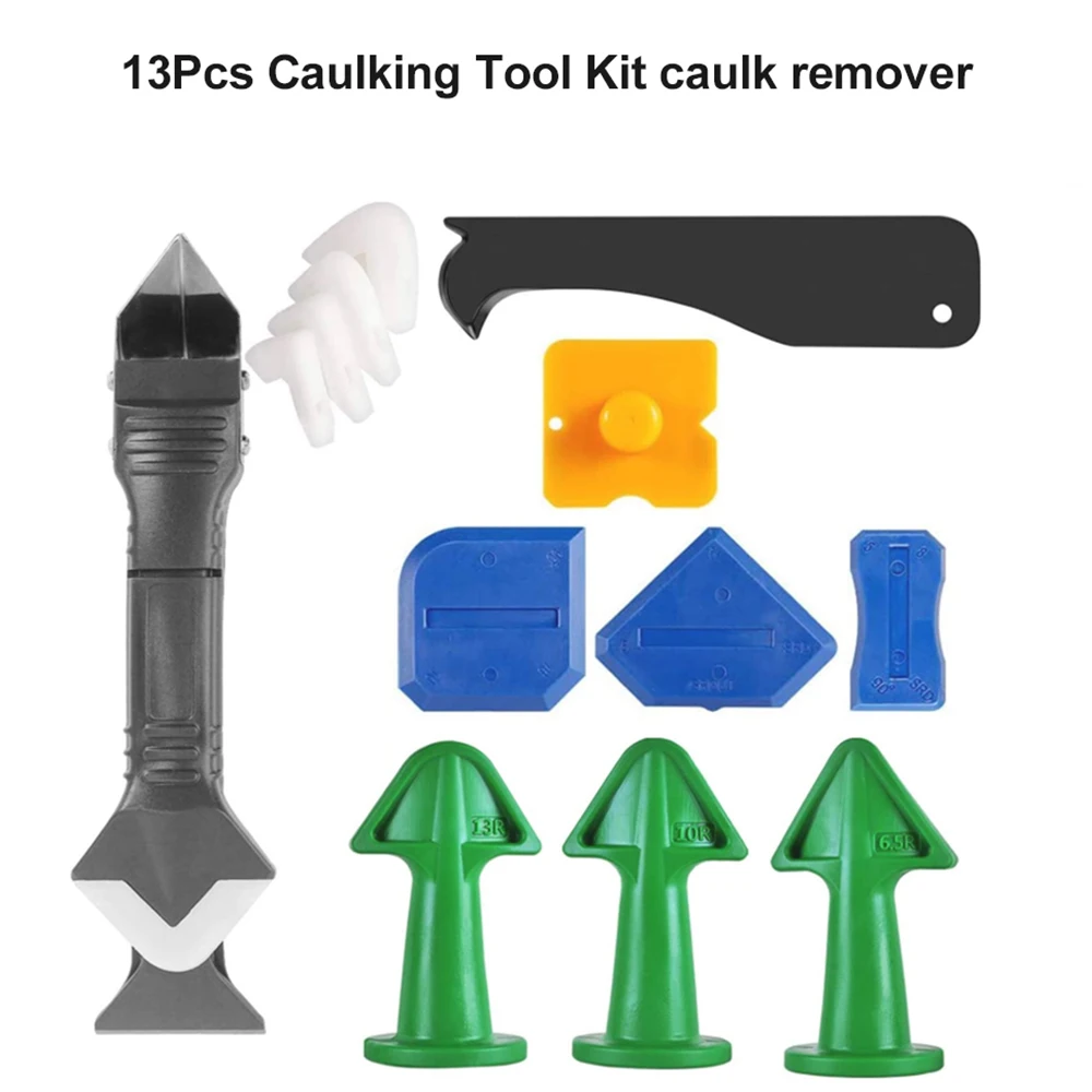 

13pcs Kitchen Remover Sealant Smooth Scraper Caulk Nozzle Applicator Finisher Grout Kit Floor Mold Removal Hand Tool Accessories