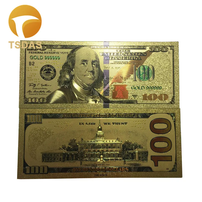 Новый $1 100 нам долларовая Золотая Банкнота с покрытыем цвета чистого 24 каратного