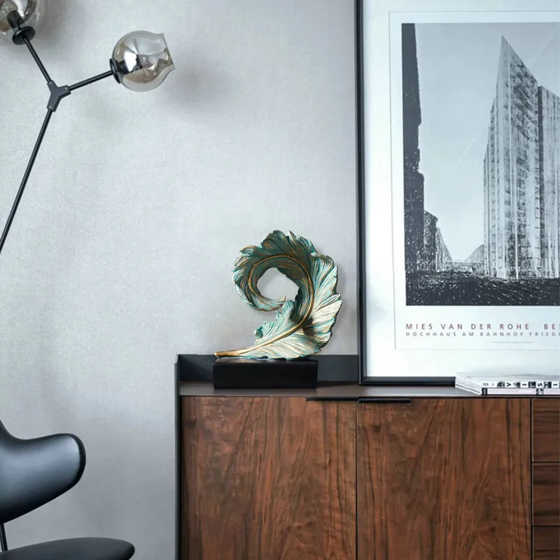 Скандинавские креативные Перьевые Украшения из смолы для дома гостиной офиса