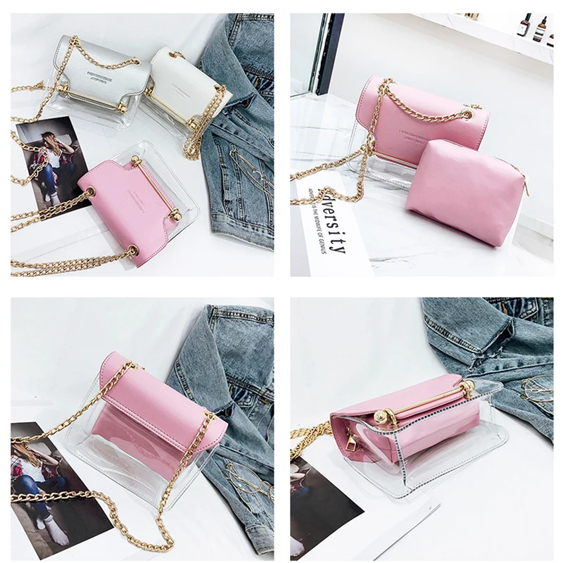 Новая сумка-мессенджер лидер продаж прозрачный комплект сумок модная кожаная