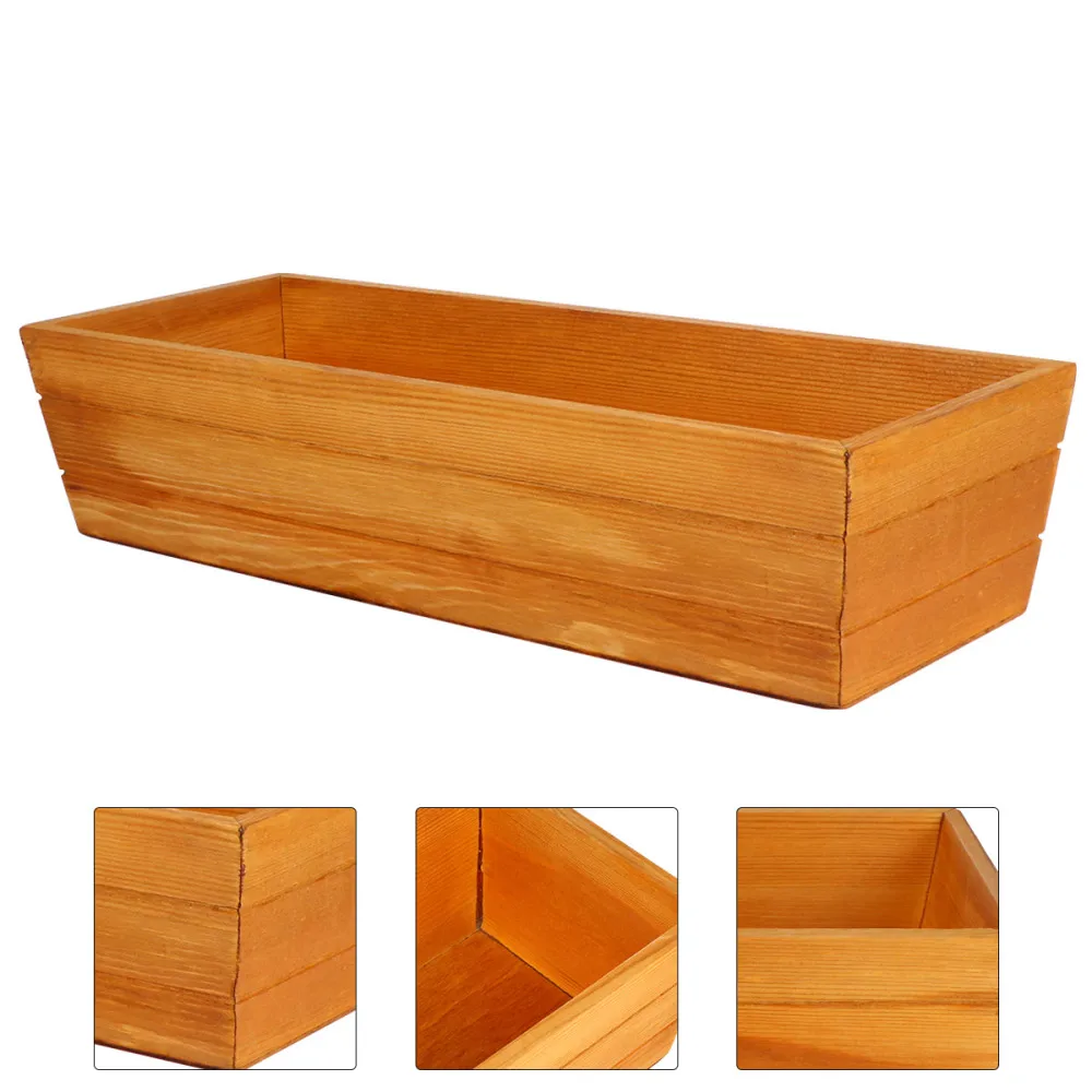 

Retro Succulent Container Wooden Plants Container Box Rectangular Flower Pot