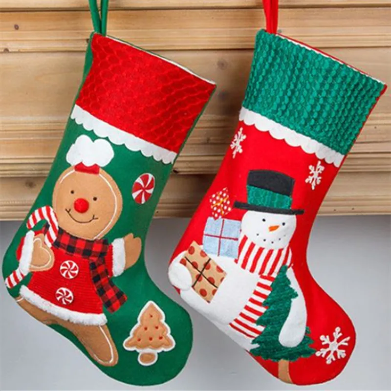 

Рождественское украшение «сделай сам» 30*20 см, рождественские чулки, носки, Санта-Клаус, снеговик, имбирь, Подарочный пакет для конфет, украше...
