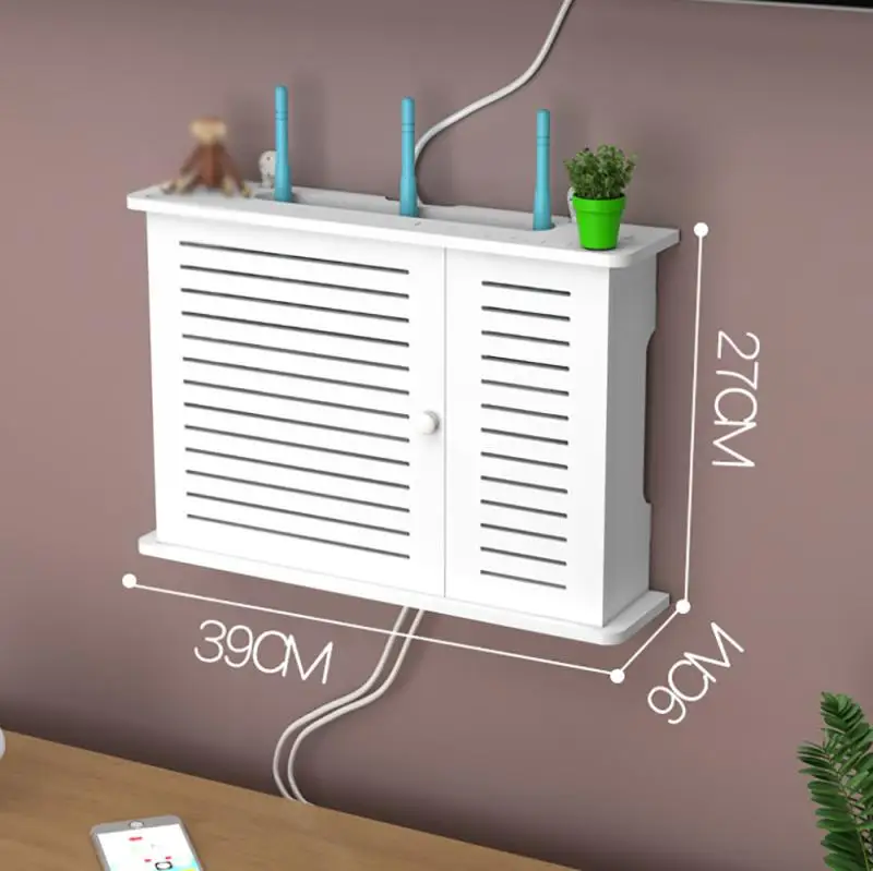 

Wireless Wifi Router Storage Boxes Wooden Box Cable Power Plus Wire Bracket Wall Hanging Plug Board Storage Shelf DIY Home Decor